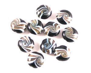 Lampwork: Lampwork - Goldsand Swirl - Coin (Domed) - 20mm - 5 pieces