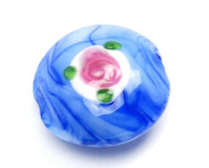 Lampwork: Art Foil - Coin (Domed) - 20mm - 1 pair (Flower)