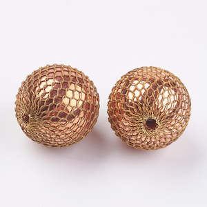Large Beads: Metal - Brass and Chain - Round - 2 pieces