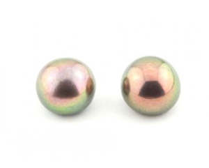 Pearls: Freshwater - Button - Half-drilled - 6mm - 2 pieces
