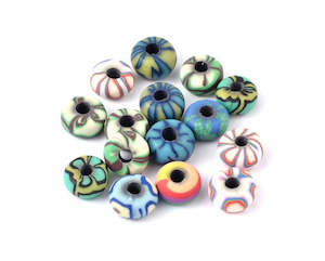 Polymer Clay: Polymer Clay - Rondelle - 15mm x 6mm - 20 pieces - Mixed Colour