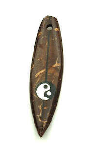 Wood Seed Nut And Paper: Wood - Surf Board Pendant