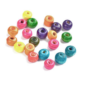 Wood Seed Nut And Paper: Wood - Round - 5.5mm - 10 grams - Mixed Colour