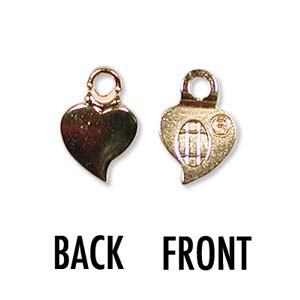 Bail - Glue On - Heart - 13mm x 10mm - Gold Plated