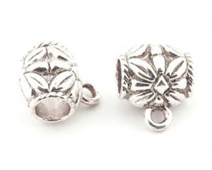 Bails And Pendant Slides: Pendant Slider - Acrylic - 11mm x 15mm - Silver - 5 pieces