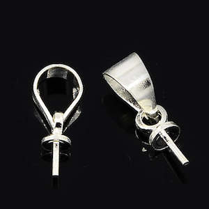 Bails And Pendant Slides: Bail - Pearl Cup - 11mm x 4mm - Silver Plated - 10 pieces