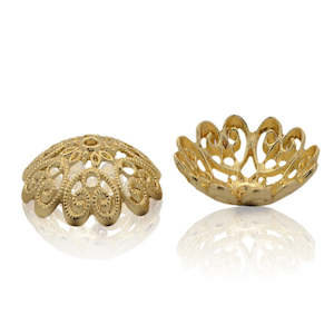 Bead Caps And Cones: Bead Caps - Metal - 28mm x 7mm - Golden