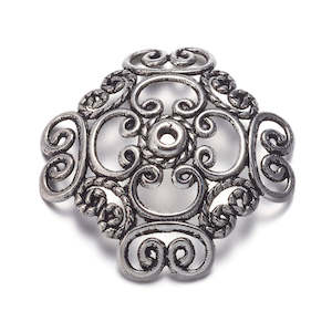 Bead Caps - Metal - Antique Silver - 2 pieces