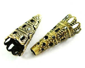 Bead Caps And Cones: Bead Cones - Column - 22mm x 9mm - Antique Bronze - 20 pieces