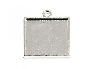 Bezel Settings: Bezel Pendant -Square- 21mm x 18mm - 1 piece - Silver