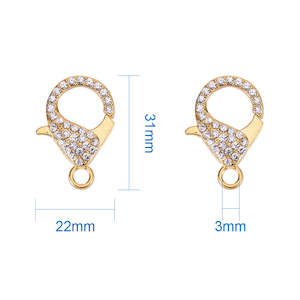 Clasps And Toggles: Clasp - Lobster - Rhinestone - 31mm x 22mm - 1 piece