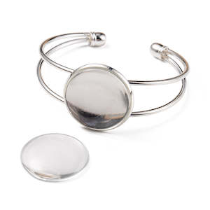 Findings: Bezel Open Cuff Bangle Kit - Round  - 1 set