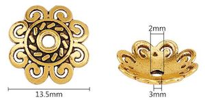 Findings: Bead Caps - Flower - 13.5mm x 3mm