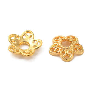 Findings: Bead Caps - Flower - 10.7mm x 11mm - Golden