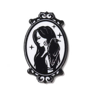 Pendants And Charms: Pendant - Acrylic - Oval - 46.5mm x 37.5mm - 1 piece - Black