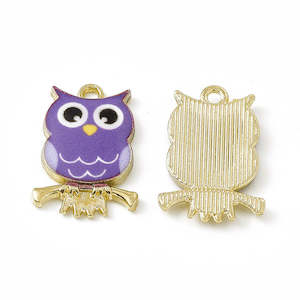Pendants And Charms: Charms - Owl - 21.5mm x 15mm - 2 pieces