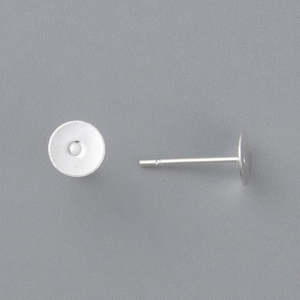 Ear Post - 6mm Pad - Stainless Steel - 5 pairs (10 pieces)