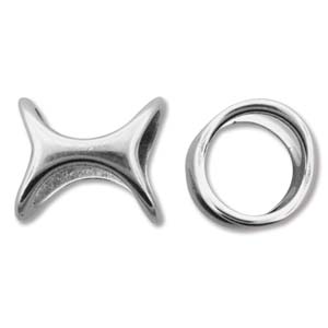 Sliders: Slider Bead - 15mm x 13mm - 1 piece - Antique Silver