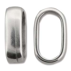 Sliders: Slider Bead - Double Cord - 23mm x 14mm - 1 piece - Antique Silver