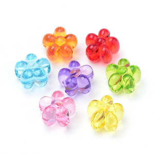 Beads: Acrylic - Flower - 16mm x 16mm - 10 pieces - Mixed Colours