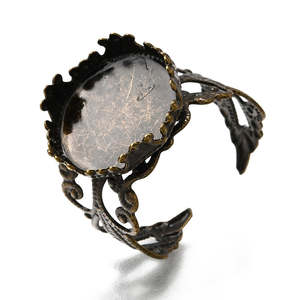 Findings: Bezel Cup Ring - Filigree - 1 piece - Antique Bronze