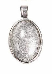 Bezel Necklace - Oval - 37mm x 21mm - Silver