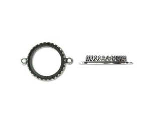 Bezel Connector - Round - 18mm - Silver