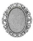 Bezel Brooch Kit - Oval - Tray 25mm x 18mm - 1 piece - Antique Silver