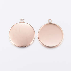 Findings: Bezel Pendant - Stainless Steel - Rose Gold plated - 1 piece
