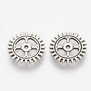 Pendants And Charms: Charms - Steampunk Cogs -12mm - 10 pieces - Antique Silver