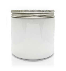 White Pharmacist Glass Jar with Silver Lid 400ml