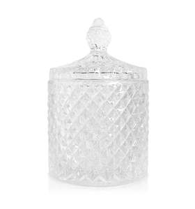 Vintage Cut Glass Collection: Geo Vintage Cut Glass Candle Jar with Lid - 250mls