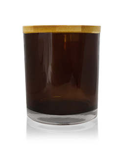 Candle Jar: Medium Classic Tumbler - Dark Amber Jar Inner Spray with Wooden Lid 280 - 300ml