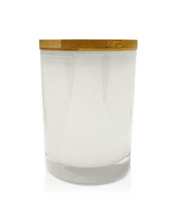 Candle Jar: Vogue Tumbler - White Jar  with Wooden Lid 250ml