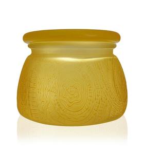 Matte Gold Multiflora Cut Glass Candle Jar with Lid - 350mls