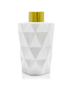Products: 200ml Diamond Cut White Diffuser Bottle - Gold Collar