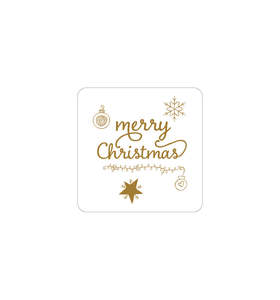 Macaron Collection: 9. Merry Christmas Label 3.4cm - Transparent with Gold Shiny Foil