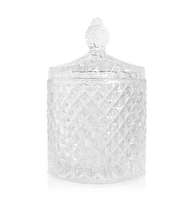 Vintage Cut Glass Collection: Geo Vintage Cut Glass Candle Jar with Lid - 250mls