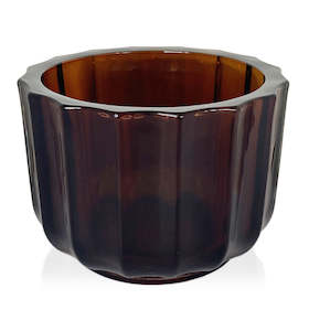 Thick Wall Jar Collection: Fluted Thick Wall Glass Candle Jar - Amber 350mls