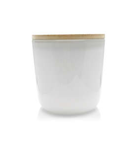 Thick Wall Jar Collection: Thick Wall Glass Candle Jar - White with Wooden Lid 150mls