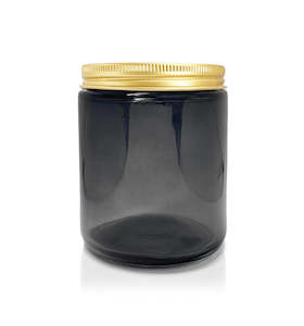 Smoke Grey Pharmacist Glass Jar with Gold Lid 200ml