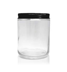 The Pharmacist Collection: Clear Pharmacist Glass Jar with Black Lid 200ml