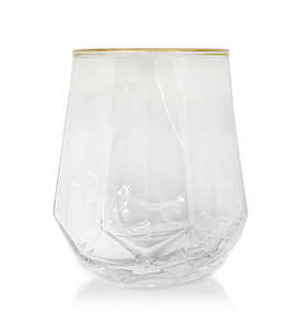 Taper Collection: Taper Octagon Glass Candle Jar 310ml - Gold Rim