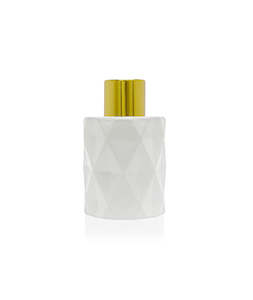 50ml Diamond Cut White Diffuser Bottle - Gold Collar