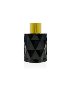 Diffuser Bottles: 50ml Diamond Cut Black Diffuser Bottle - Gold Collar