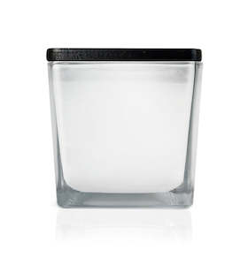 Seconds - White Square Glass Candle Jar with Black Wooden Lid 250ml