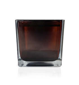 Square Collection: Amber Square Glass Candle Jar 250ml