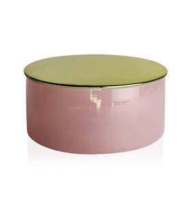 Bowls: Soft Pink Glass Candle Bowl with Gold Lid 350ml