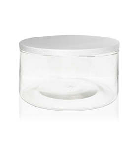 Clear Glass Candle Bowl with White Wooden Lid 350ml