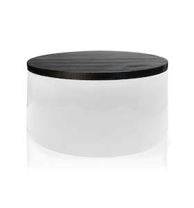 Bowls: White Glass Candle Bowl with Black Wooden Lid 350ml